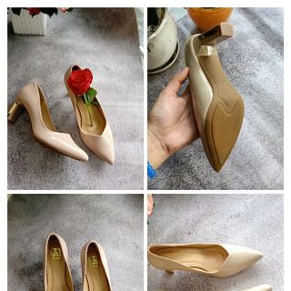 Giày bít si bóng nano cổ tim gót bọc đồng cực sang