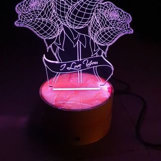 Đèn led 3D Hoa Hồng