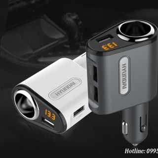 Tẩu sạc ô tô xe hơi Tẩu sạc ô tô 3 cổng sạc USB hiển thị điện áp