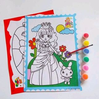 Bộ 2 tranh tô màu kích thước 19cm x26cm 1 cây cọ 6 màu nước
Giá sỉ 7k 1 bộ