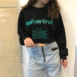 Áo croptop nữ tay dài Soft-portriat - 3 màu đen trắng vàng