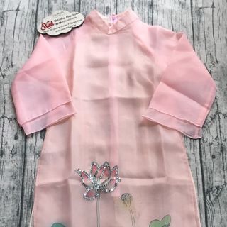 Áo dài organza in hoa 3D kết kim sa lấp lánh