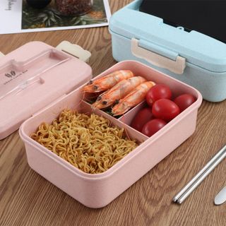 Hộp cơm lúa mạch 3 ngăn kèm đũa thìa inox cao cấp