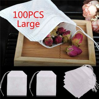 Set 100 túi lọc trà thảo mộc 55 x 7 có dây rút bằng vải không dệt siêu tiện lợi