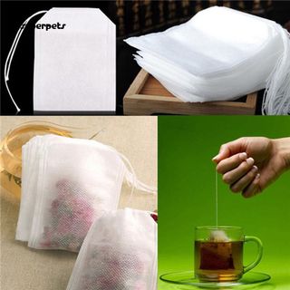Set 100 túi lọc trà thảo mộc 55 x 7 có dây rút bằng vải không dệt siêu tiện lợi