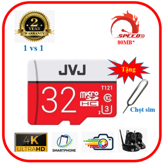 Thẻ nhớ micro SDHC JVJ 32G UHS-I U3 - Chuẩn 4K 1 đổi 1 trong 24 tháng tặng chọt sim giá sỉ
