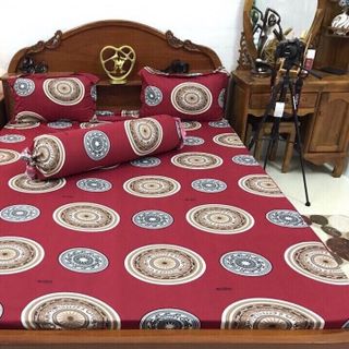 Trọn bộ 4 món ga gối cotton poly mềm mịn 1602M - 1 ga-2 vỏ gối-1 vỏ gối ôm