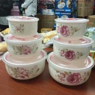 BỘ 3 TÔ SỨ CÓ NẮP ĐẬY HÚT CHÂN KHÔNG CAO CẤP - CHẤT LIỆU SỨ