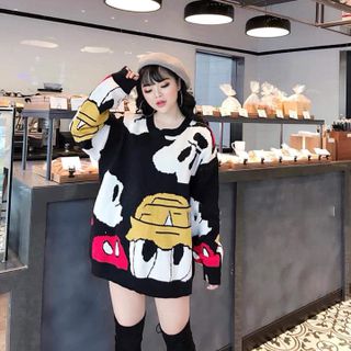 Áo len form rộng dấu quần Mickey giá sỉ