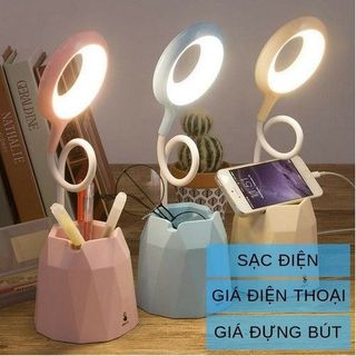 Đèn bàn tích điện kiêm hộp bút và giá để điện thoại cao cấp giá sỉ