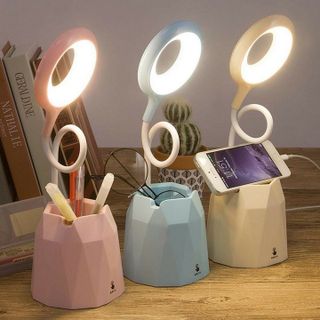 Đèn bàn tích điện kiêm hộp bút và giá để điện thoại cao cấp