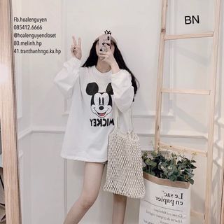 áo phông thun nữ đẹp kiểu hàn quốc dễ thương giá sỉ dài tay mickey BN 93735