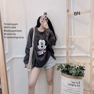 áo phông thun nữ đẹp kiểu hàn quốc dễ thương giá sỉ dài tay mickey BN 93735
