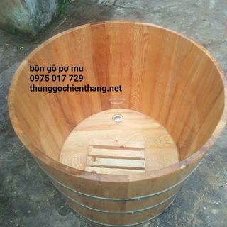 bồn tắm gỗ pơ mu hình tròn