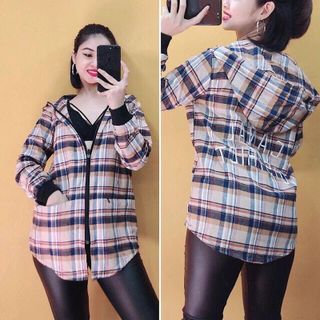 Ái khoác nữ sọc caro chất liệu kate mềm mịn bao đẹp CHI05