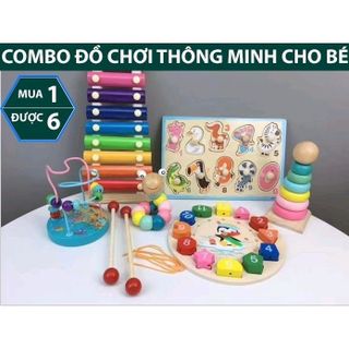 Set 6 món đồ chơi gỗ an toàn phát triển trí tuệ trẻ