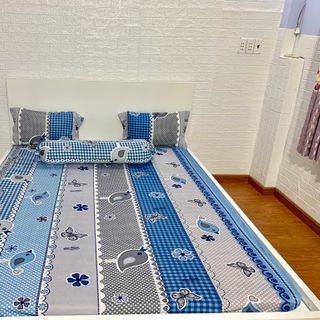 Drap thun hàn quốc họa tiết chim oanh