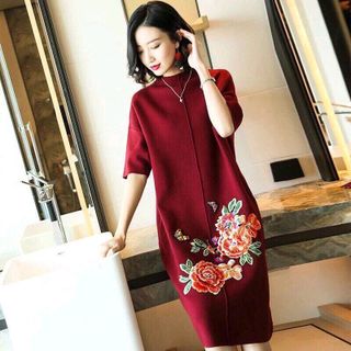 Đầm len thêu dệt kim cao cấp trẻ giá sỉ