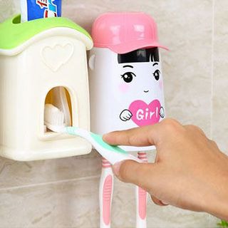 Bộ dụng cụ lấy kem đánh răng tự động kèm 2 giá treo bàn chải Ecoco