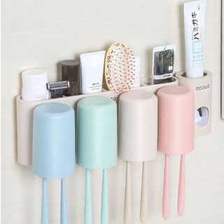 Dụng cụ nhả kem giá treo bàn chải kèm 4 cốc Ecoco