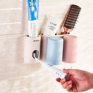 Dụng cụ nhả kem lúa mạch Ecoco giá treo bàn chải kèm 2 cốc