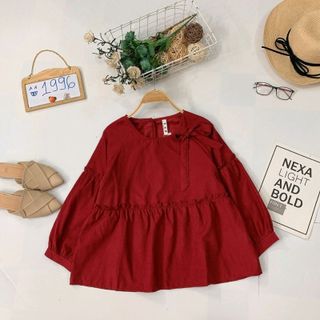 ÁO BABYDOLL CỘT NƠ CỔ LỆCH