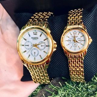 đồng hồ cặp nam nữ Rosa mạ vàng