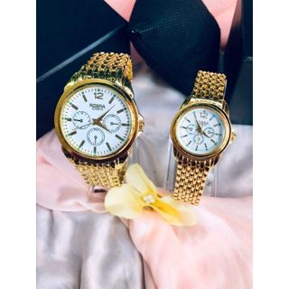 đồng hồ cặp nam nữ Rosa mạ vàng