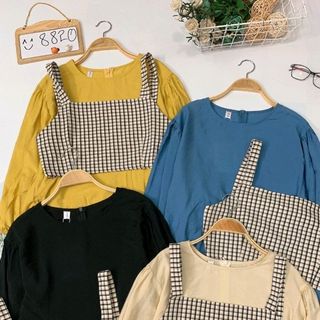 SÉT ÁO CROPTOP ÁO LỤA TAY BO