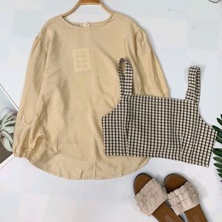 SÉT ÁO CROPTOP ÁO LỤA TAY BO