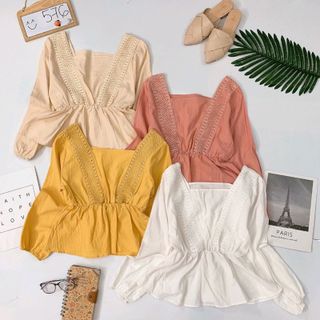 Áo peplum viền ren
