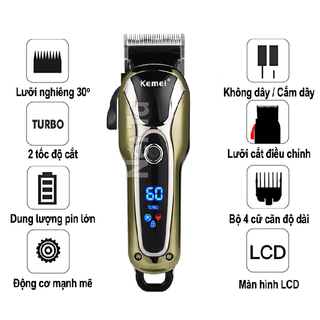 TÔNG ĐƠ CẮT TÓC KHÔNG DÂY CHUYÊN NGHIỆP KEMEI KM-1990