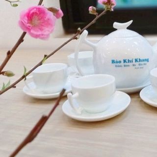 bộ ấm chén bát tràng - mẫu cánh diều- có in logo
