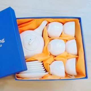 bộ ấm chén bát tràng - mẫu cánh diều- có in logo