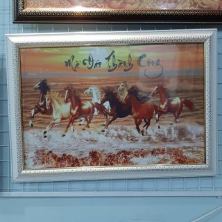 Tranh mã đáo thành công tranh bầy ngựa chạy