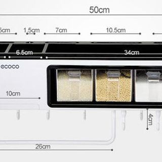 Kệ treo đồ nhà bếp kèm 4 hũ gia vị Ecoco không cần khoan