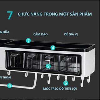 Kệ treo đồ nhà bếp kèm 4 hũ gia vị Ecoco không cần khoan