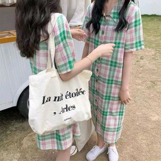 Đầm carô sọc Quãng Châu