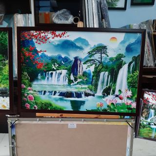 Tranh Thác nước tranh sơn thủy