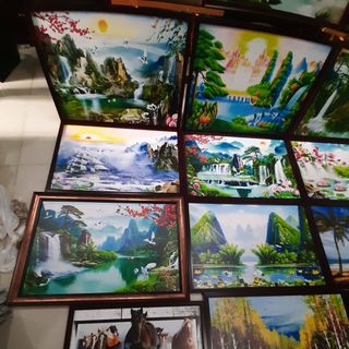 Tranh Thác nước tranh sơn thủy