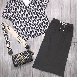 set bộ đồ nữ đẹp chất cá tính dễ thương giá rẻ Áo DIR chân váy len BN 87189 Kèm Ảnh Thật