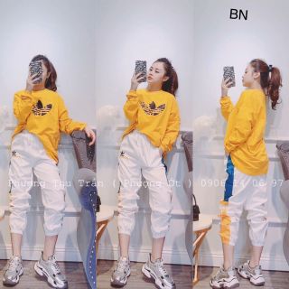 set bộ đồ nữ đẹp chất cá tính dễ thương giá rẻ Áo 3 lá dài tay quần kaki bom gấu BN 27485 Kèm Ảnh Thật