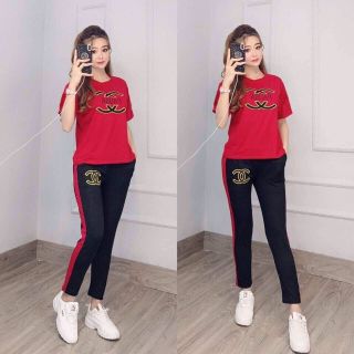 Bộ Đồ Thể Thao Nữ Quần Dài Móc Tròn