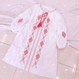 ĐẦM DOLL TRẮNG THÊU HOA BOHEMIAN