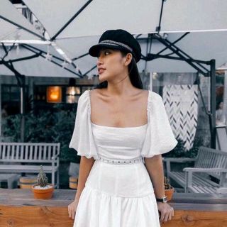 ĐẦM TRẮNG CỔ U TAY BỒNG PHỐI REN