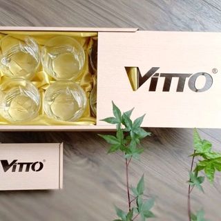 cốc thủy tinh in logo và hộp gỗ