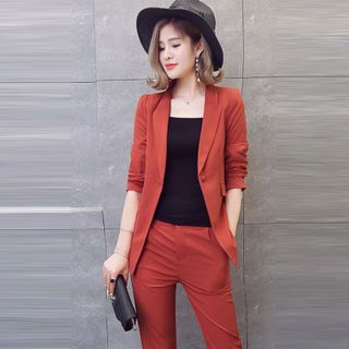 Bộ Vest Cam Đất Công Sở Thời Thượng Kèm Áo Hai Dây