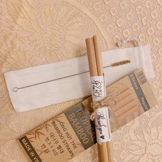 Ống Hút Tre Nứa Tropical Bamboo Khắc Laser Tên hoặc Brand