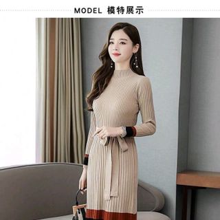ĐẦM LEN DẬP LI CỘT DÂY EO