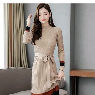 ĐẦM LEN DẬP LI CỘT DÂY EO